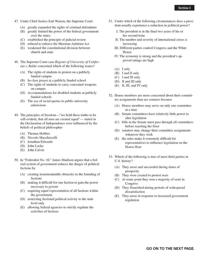 Extended Ebook Content For Cracking The AP US Government Exam Practice 