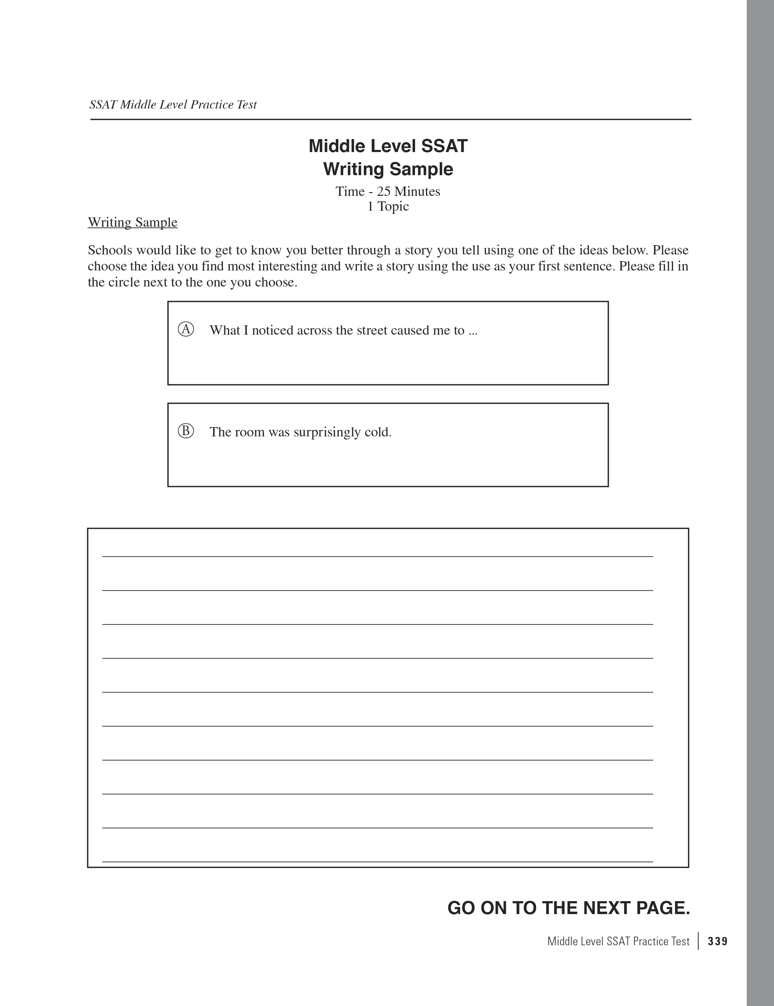 Ssat middle level essay examples picture