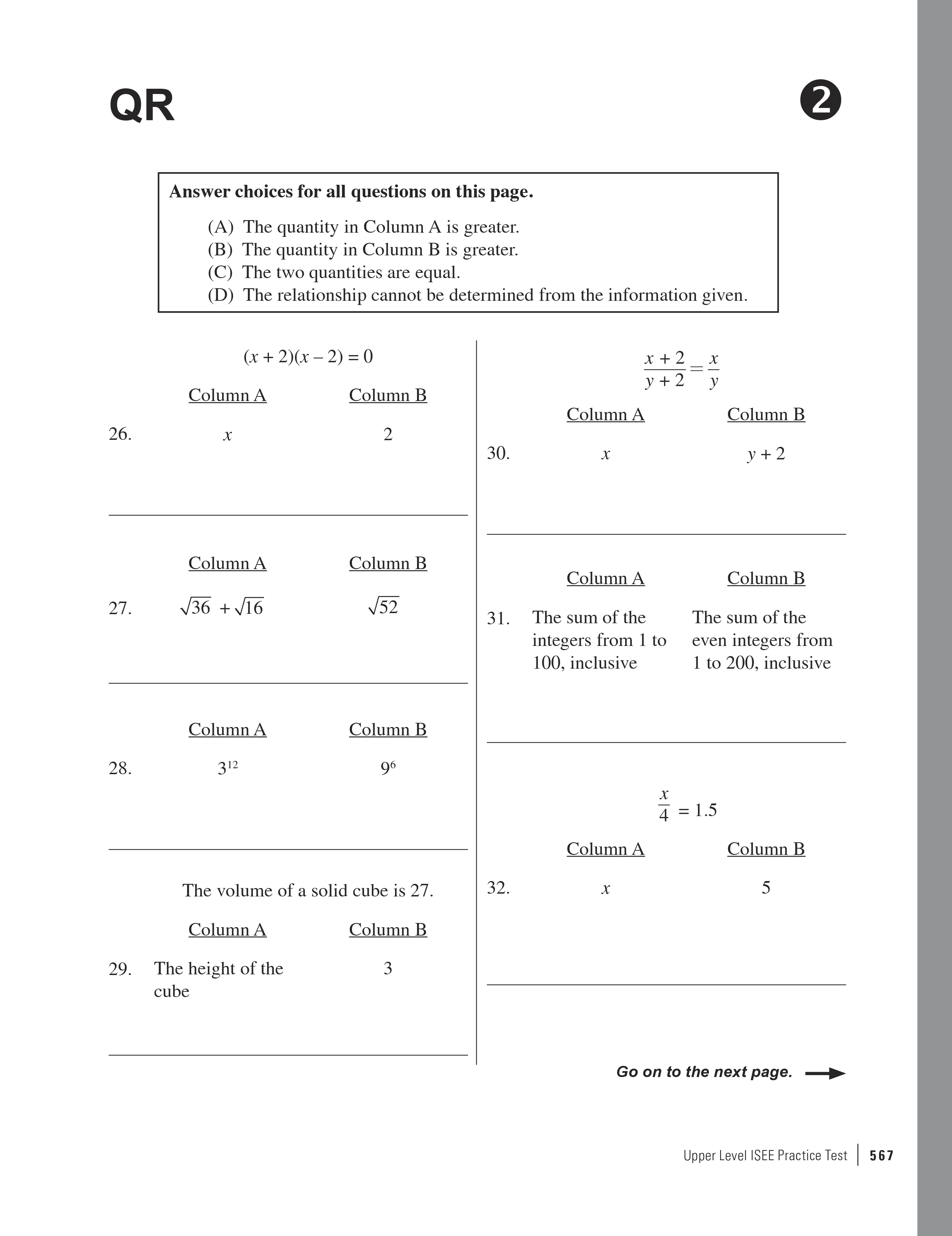 Free Isee Upper Level Practice Test Printable