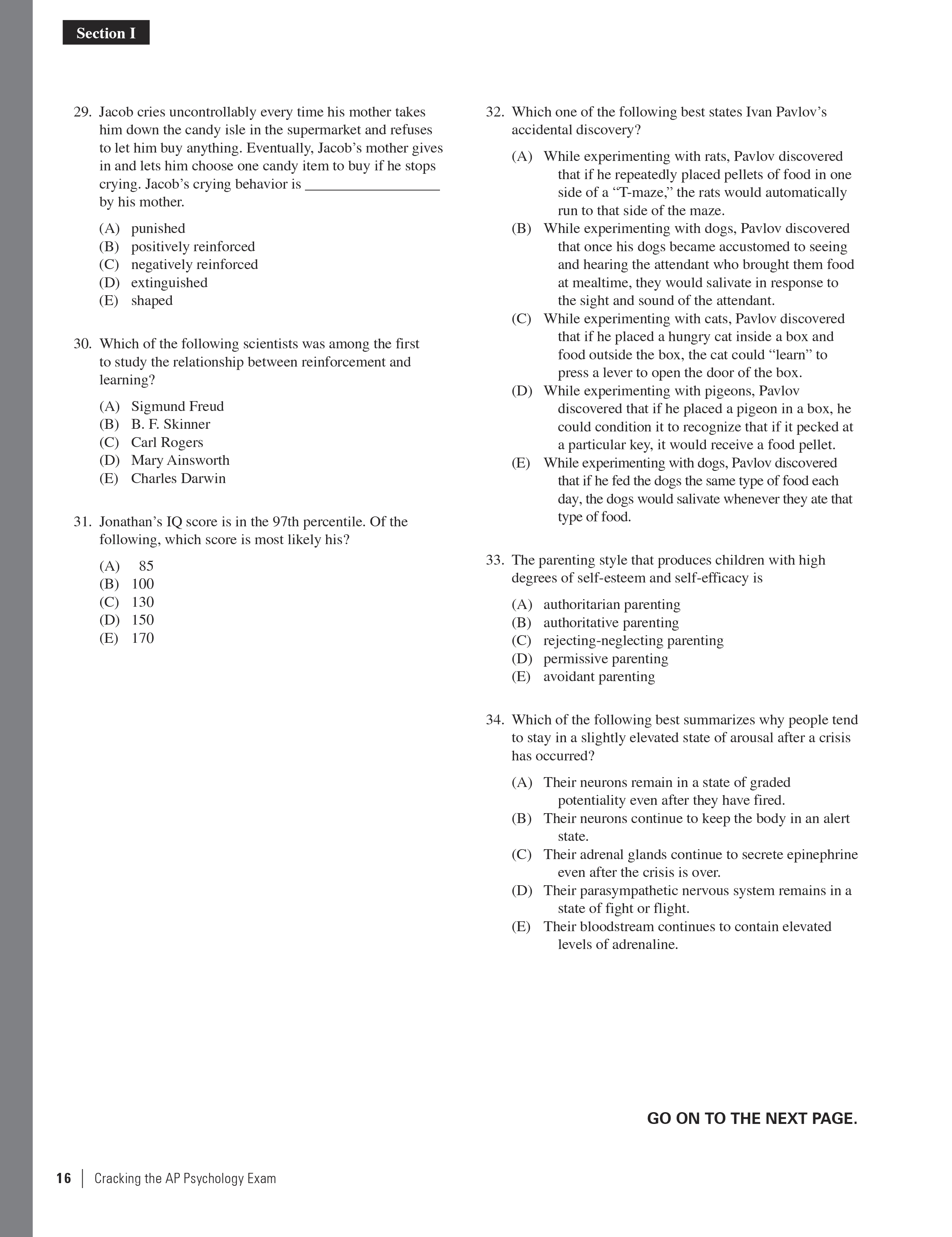 Ap psych practice test picture