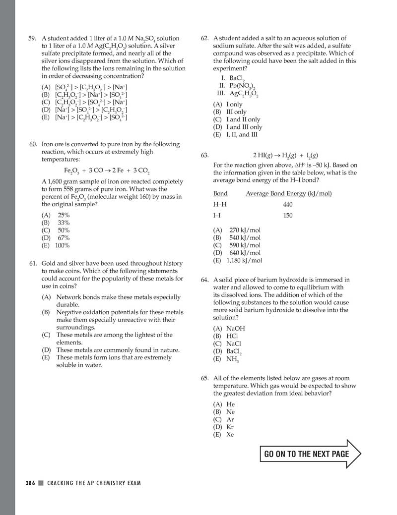 Extended ebook content for Cracking the AP Chemistry Exam, 2012 Edition Practice Test 2