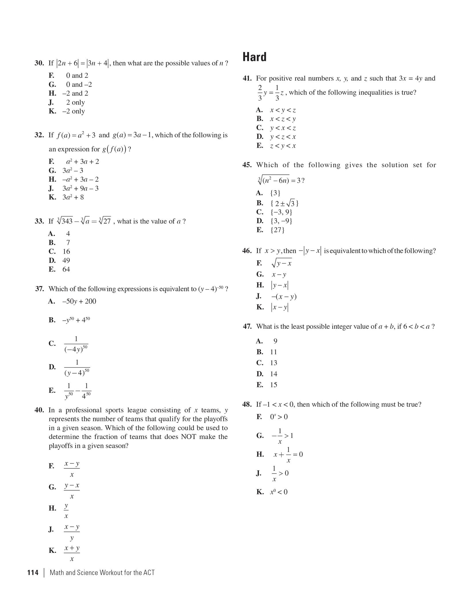 Extended ebook content for Math and Science Workout for the ACT, 4th ...
