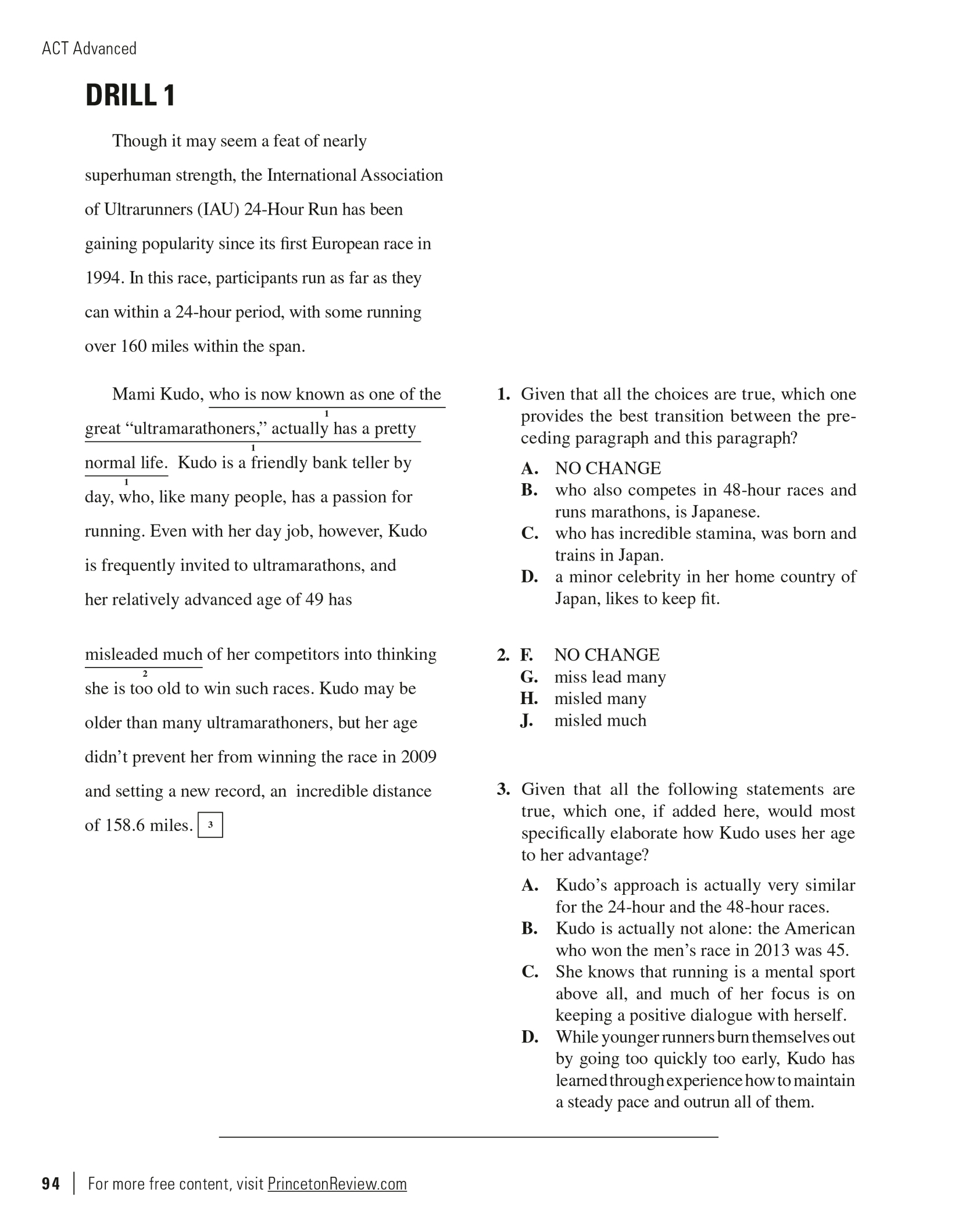 Extended ebook content for ACT Advanced English Drills