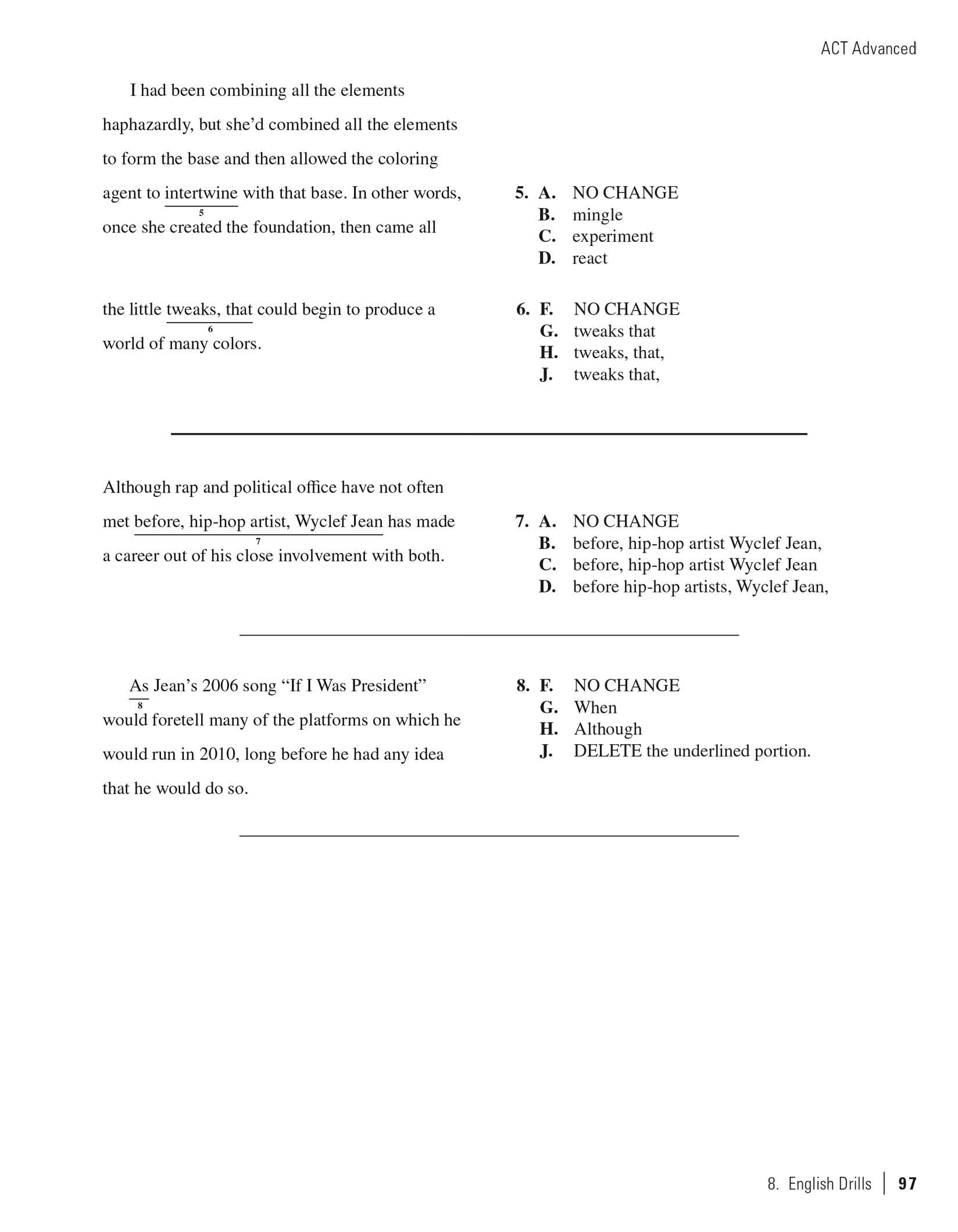 Extended ebook content for ACT Advanced English Drills