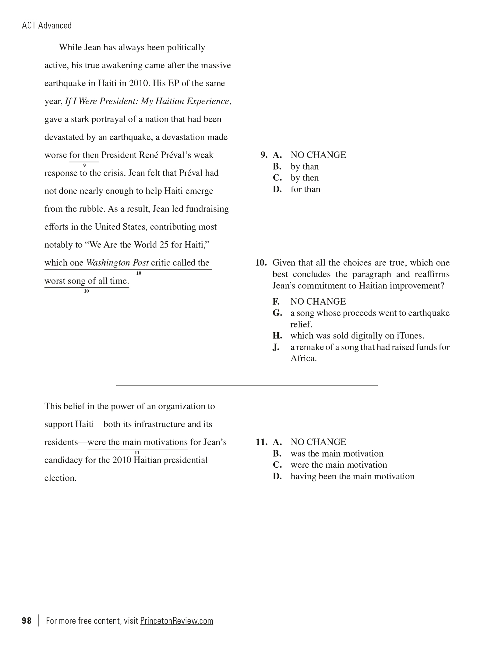 Extended ebook content for ACT Advanced English Drills