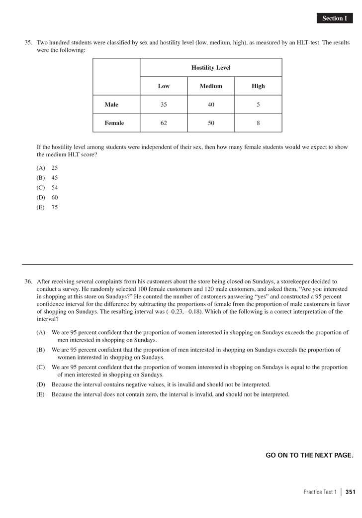 Extended Ebook Content For Cracking The AP Statistics Exam: Practice Test 1