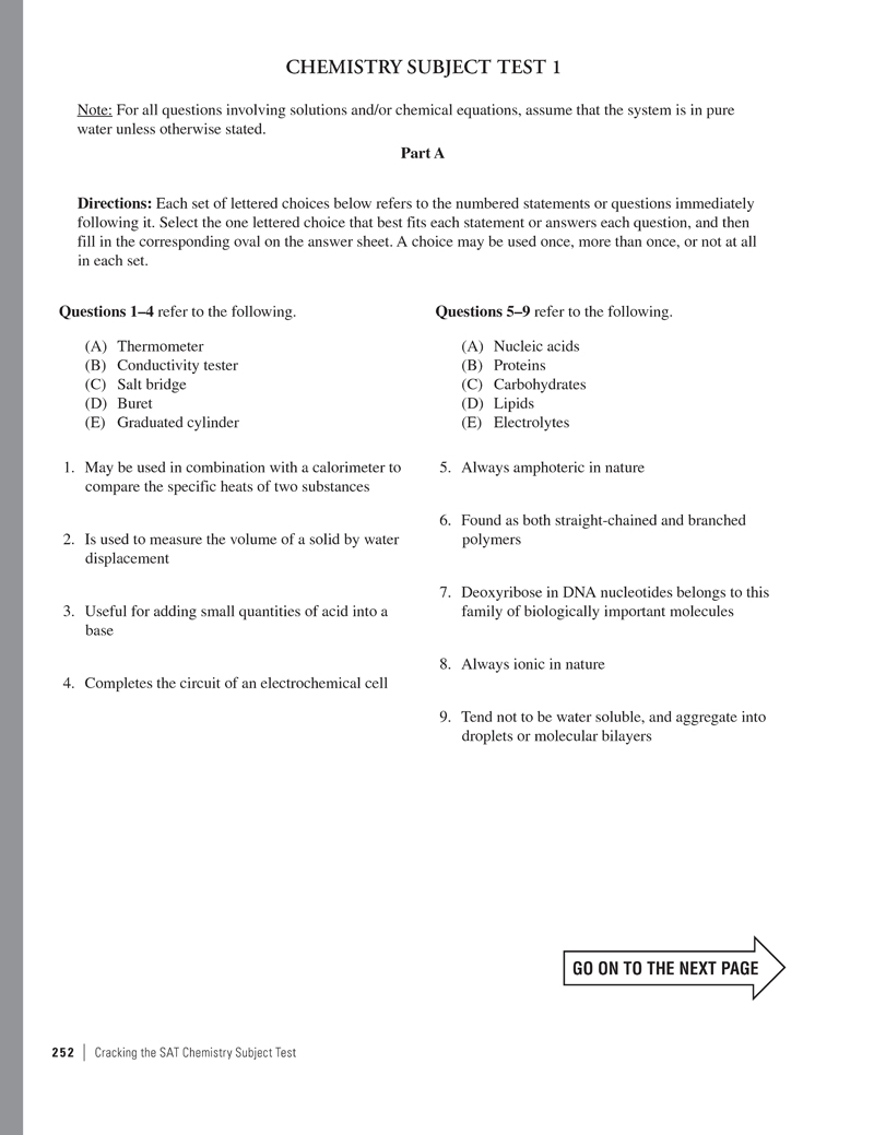 Extended ebook content for Cracking the SAT Chemistry Subject Test ...
