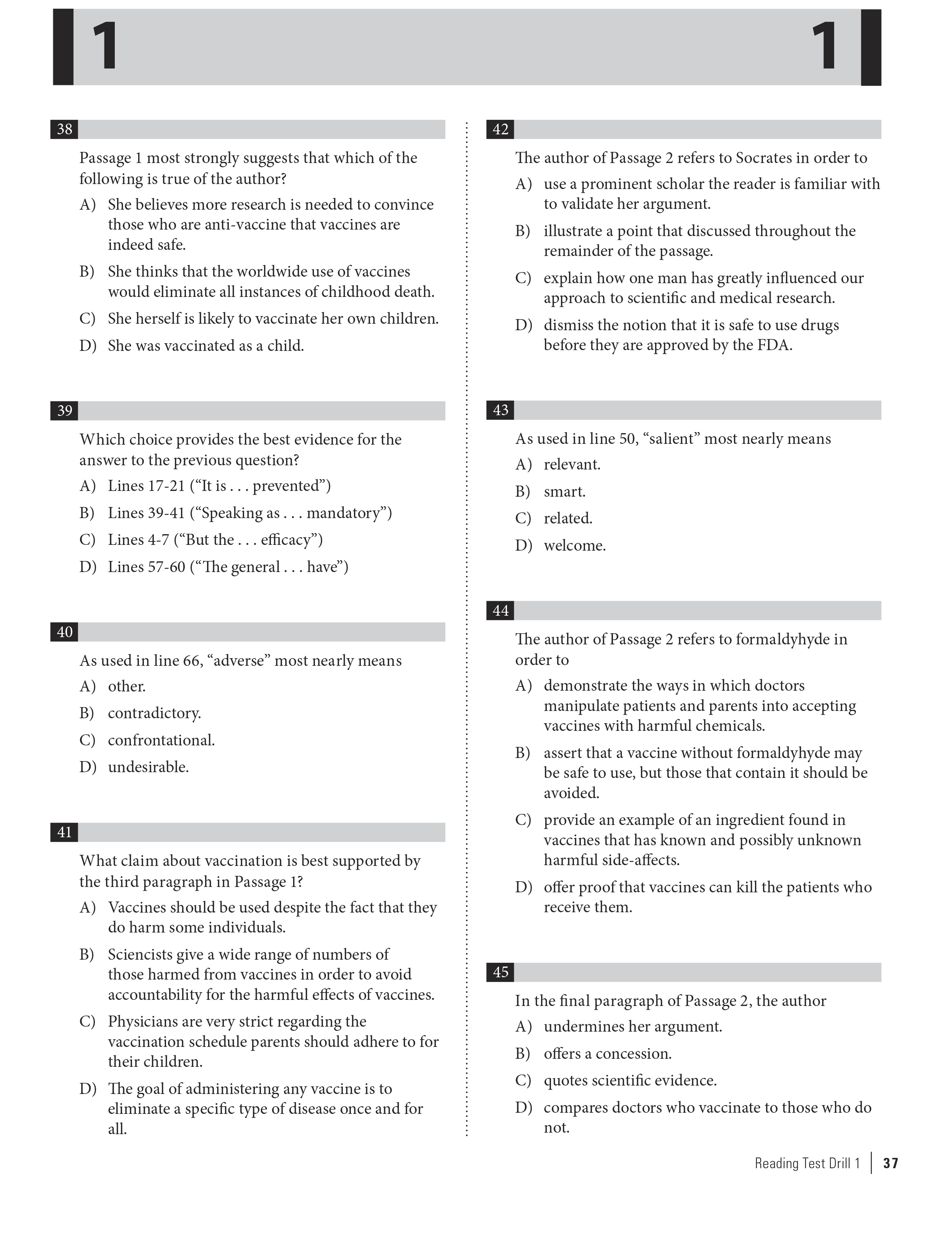 Extended ebook content for Workout for the New PSAT: Reading Test Drill 1