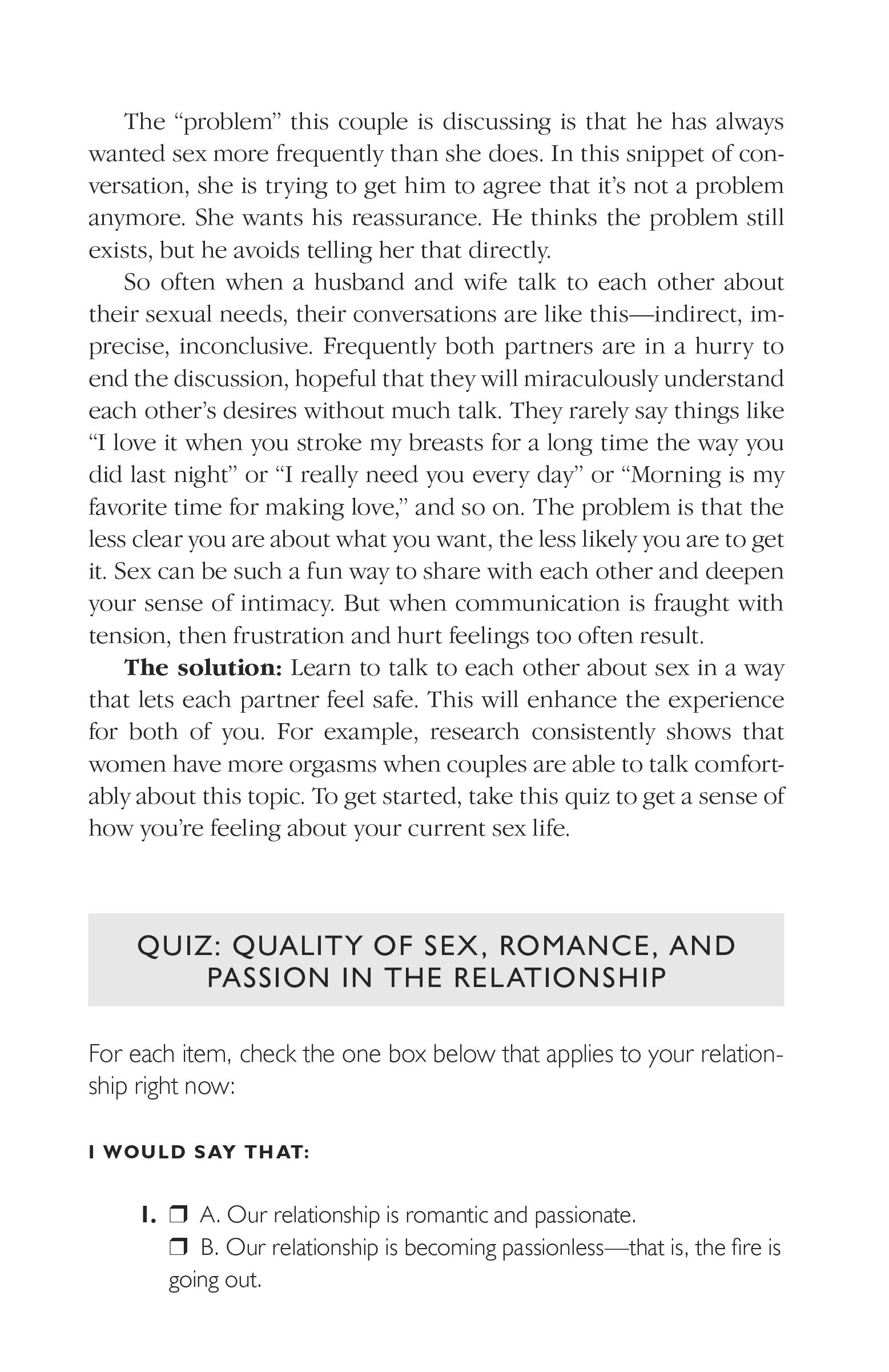Extended ebook content for The Seven Principles for Making Marriage Work Quiz Quality Of Sex, Romance, and Passion in the Relationship