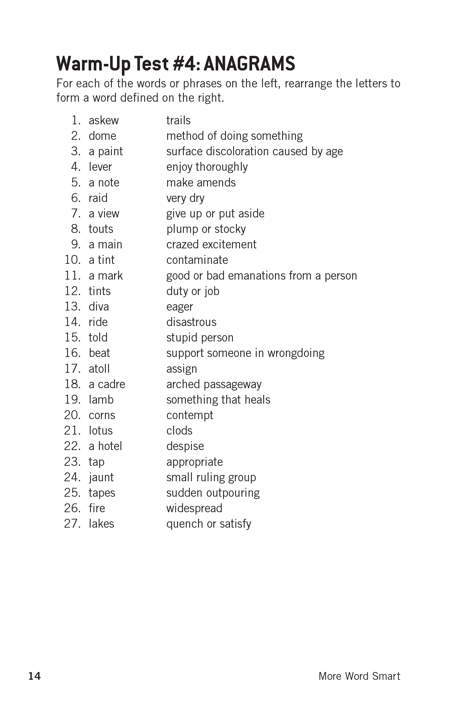 Extended ebook content for More Word Smart, 2nd Edition: Warm-Up Tests