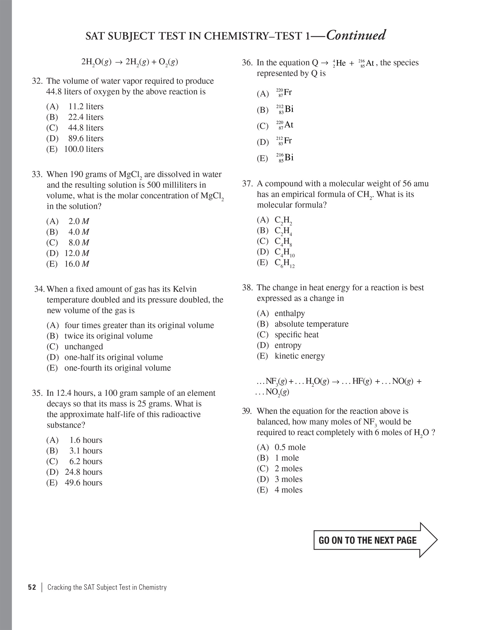 Extended ebook content for Cracking the SAT Subject Test in Chemistry ...