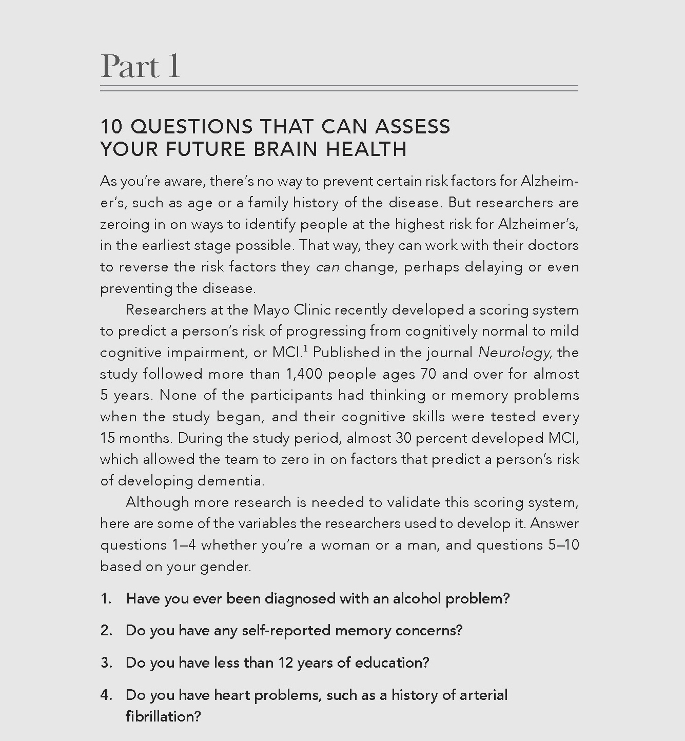 Extended ebook content for ageless brain quiz